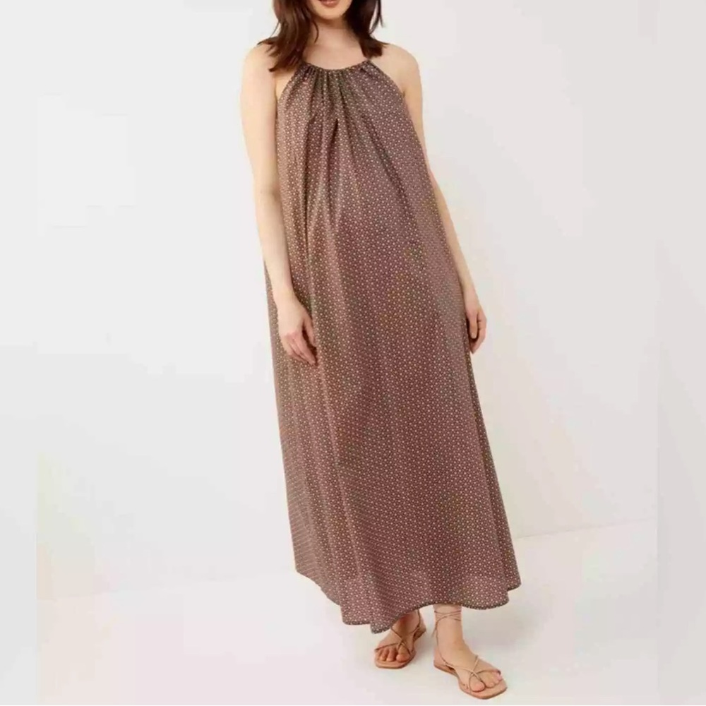 A Pea In the Pod Liberty fabric Sz L Red Green Maxi Dress Made In Italy